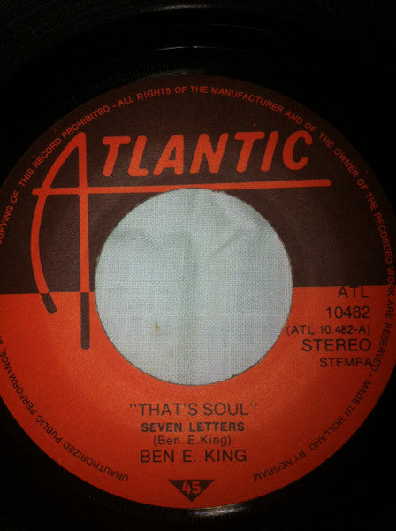 Ben E. King : Seven Letters / Spanish Harlem / Stand By Me (7", Single, Hol)