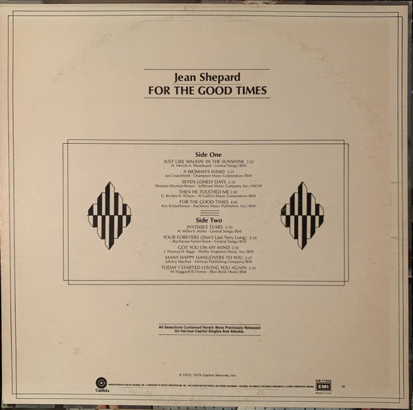 Jean Shepard : For The Good Times (LP, Comp)