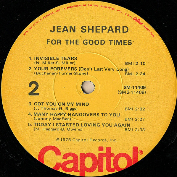 Jean Shepard : For The Good Times (LP, Comp)
