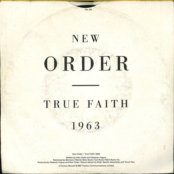 New Order : True Faith / 1963 (7", Single)