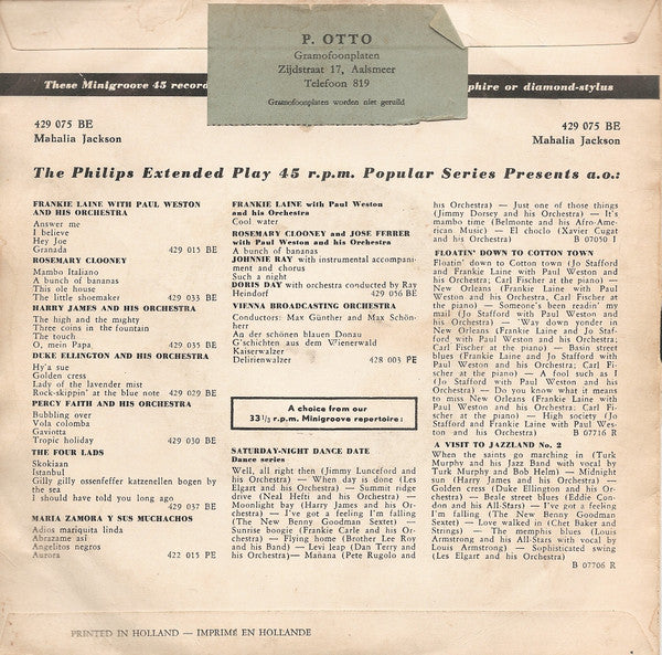 Mahalia Jackson With The Falls-Jones Ensemble : Jesus Met The Woman At The Well / Treasure Of Love / I See God / His Hands (7", EP, Mono)