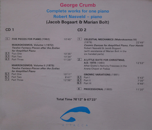George Crumb - Robert Nasveld : Complete Works For One Piano (2xCD)