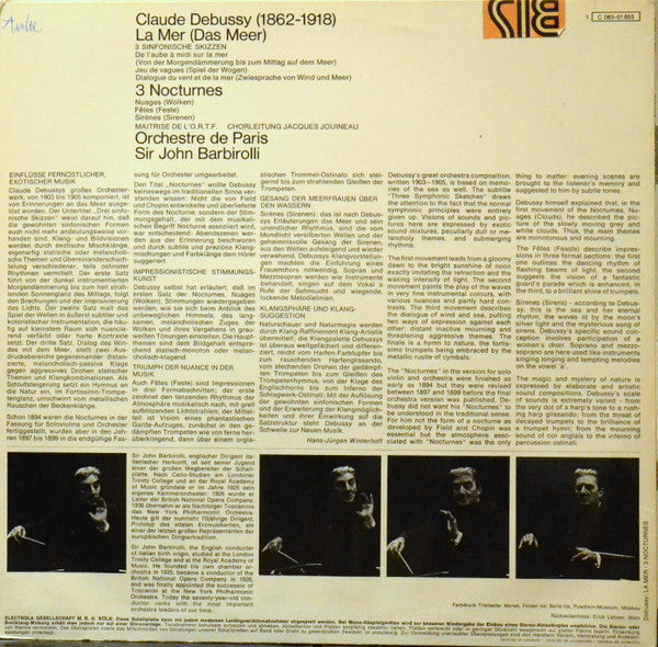 Claude Debussy - Sir John Barbirolli, Orchestre De Paris : La Mer - Drei Nocturnes (LP, Album)