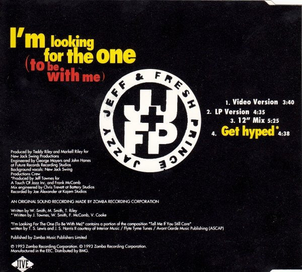 DJ Jazzy Jeff & The Fresh Prince : I'm Looking For The One (To Be With Me) (CD, Single)