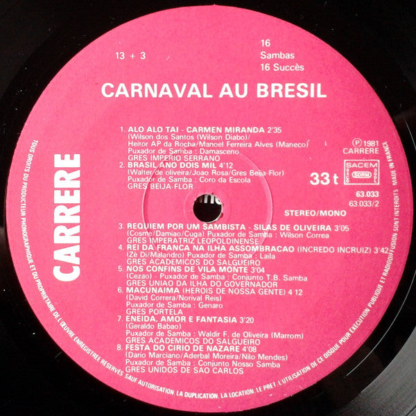 Various : Carnaval Au Brésil (LP, Comp)