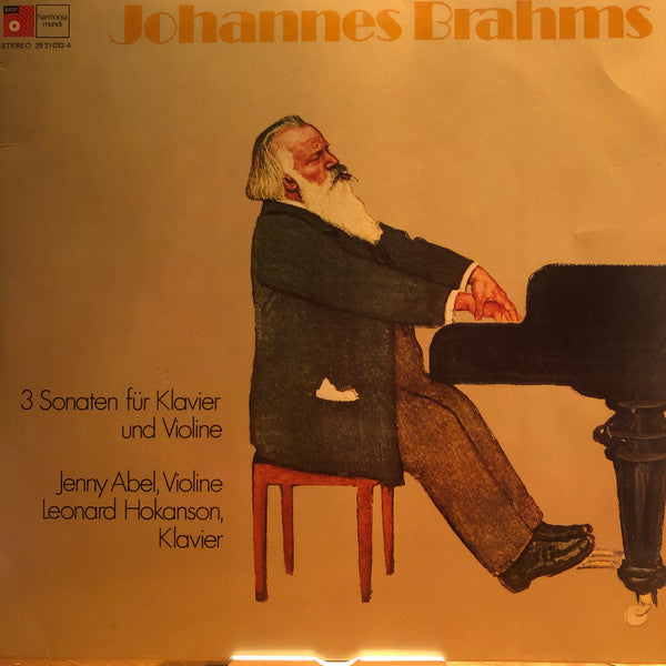 Johannes Brahms / Jenny Abel, Leonard Hokanson : 3 Sonaten Für Klavier Und Violine (2xLP, Album, Gat)