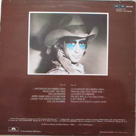 Zachary Richard : Mardi Gras (LP, Album, RE)