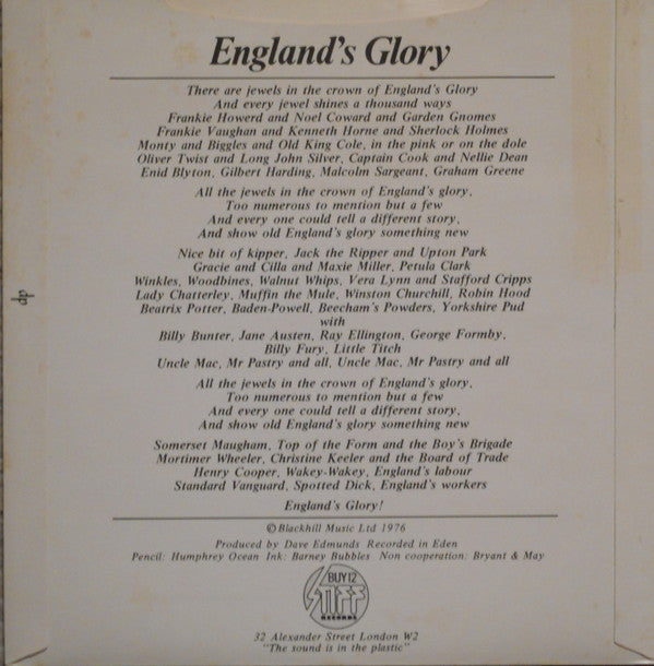 Max Wall : England's Glory c/w Dream Tobacco (7", Single)