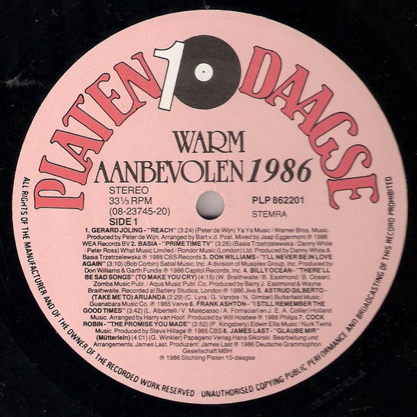Various : Warm Aanbevolen 1986 (LP, Comp)
