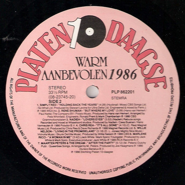 Various : Warm Aanbevolen 1986 (LP, Comp)