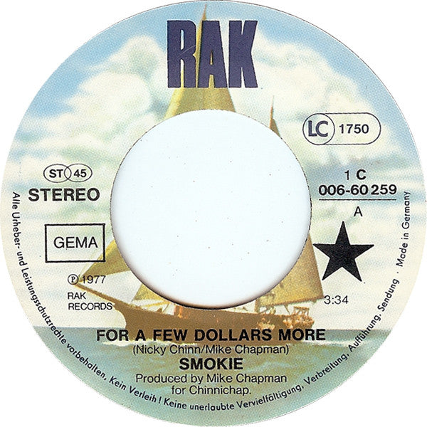 Smokie : For A Few Dollars More (7", Single, EMI)
