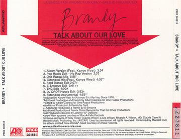 Brandy (2) : Talk About Our Love (CD, Promo)