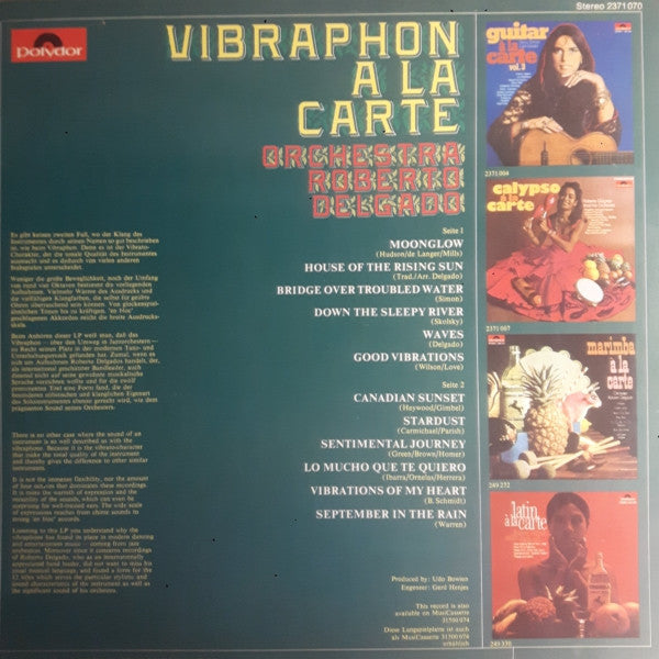 Roberto Delgado & His Orchestra : Vibraphon A La Carte (LP)