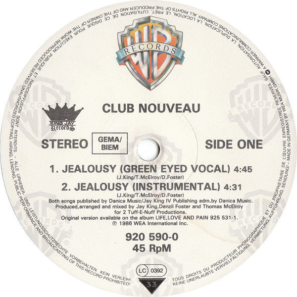 Club Nouveau : Jealousy (12")