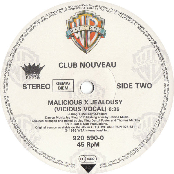 Club Nouveau : Jealousy (12")