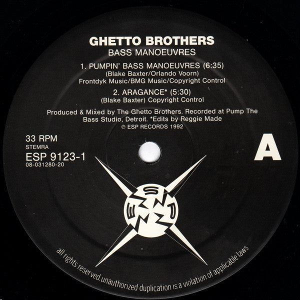 Ghetto Brothers : Bass Manoeuvres (12")
