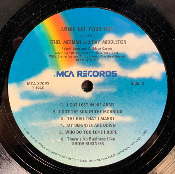 Ethel Merman And Ray Middleton , Music & Lyrics By Irving Berlin : Annie Get Your Gun (Original Broadway Cast Album) (LP, Album, RE, RP, Pin)