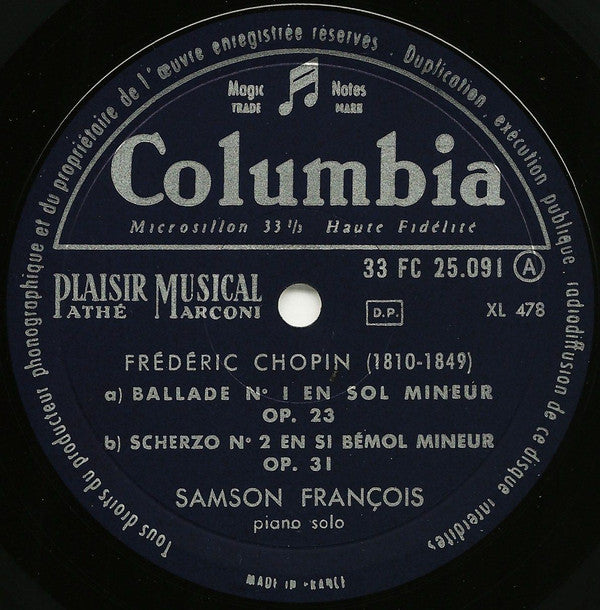 Frédéric Chopin, Samson François : Chopin (10", Mono)