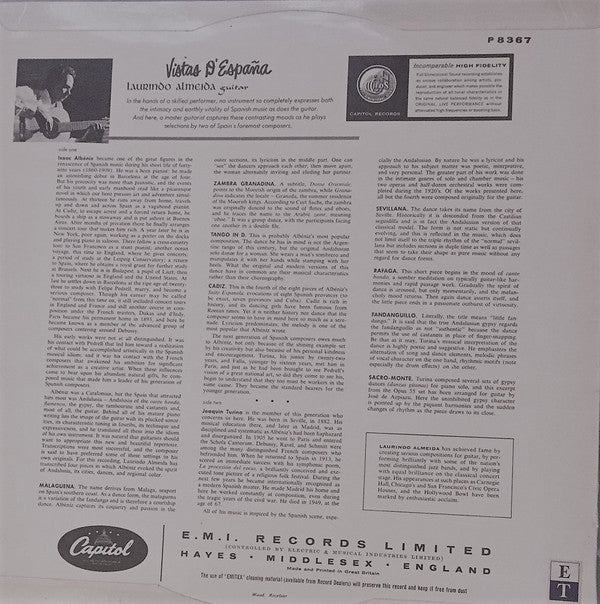 Laurindo Almeida : Vistas De España (LP)
