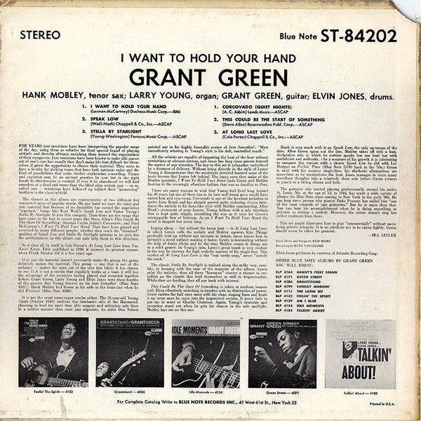 Grant Green : I Want To Hold Your Hand (LP, Album, RE)