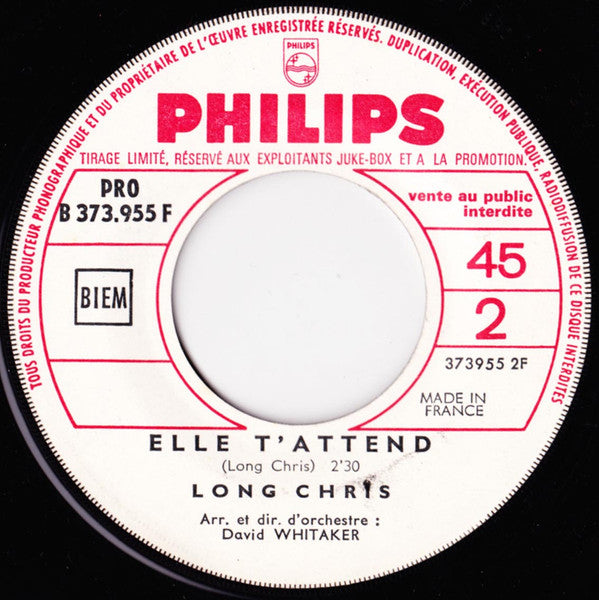 Long Chris : La Petite Fille de L'hiver (7", Single, Jukebox, Promo)