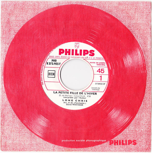 Long Chris : La Petite Fille de L'hiver (7", Single, Jukebox, Promo)