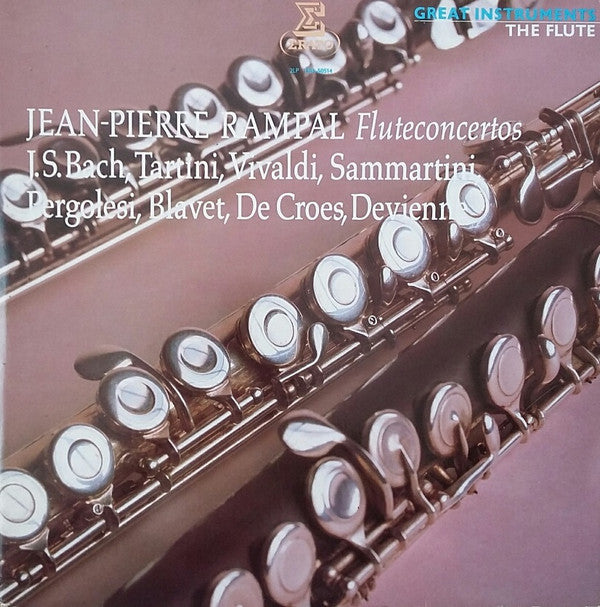 Johann Sebastian Bach, Giuseppe Tartini, Antonio Vivaldi, Giuseppe Sammartini, Giovanni Battista Pergolesi, Michel Blavet, Henri-Jacques de Croes, François Devienne - Jean-Pierre Rampal : Fluteconcertos (2xLP, Comp)