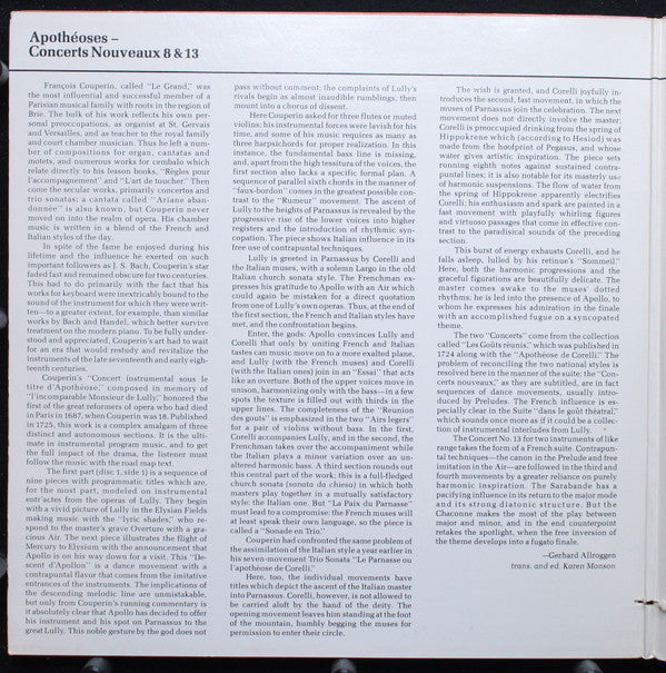 François Couperin - Sigiswald Kuijken ∙ Wieland Kuijken ∙ Barthold Kuijken : L'Apothéose À La Memorie De Lully / L'Apothéose De Corelli / Concerts Nouveaux 8 & 13 (2xLP)