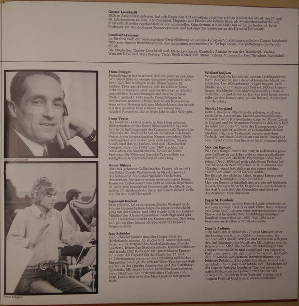 Gustav Leonhardt • Frans Brüggen • Max van Egmond • Eugen M. Dombois • Leonhardt-Consort : Trösterin Musica (Lebendiges Vermächtnis Aus Barock Und Rokoko) (LP, Comp, Promo)