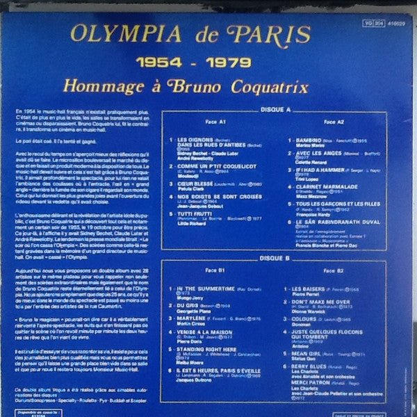 Various : Olympia De Paris 1954-1979 Hommage à Bruno Coquatrix (2xLP, Comp)