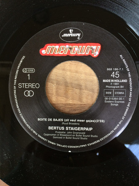 Bertus Staigerpaip : Boite Den Bajes Zit Veul Meer Gajes (7", Single)