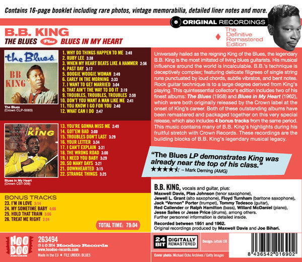 B.B. King : The Blues Plus Blues In My Heart (CD, Comp, Mono, RM)