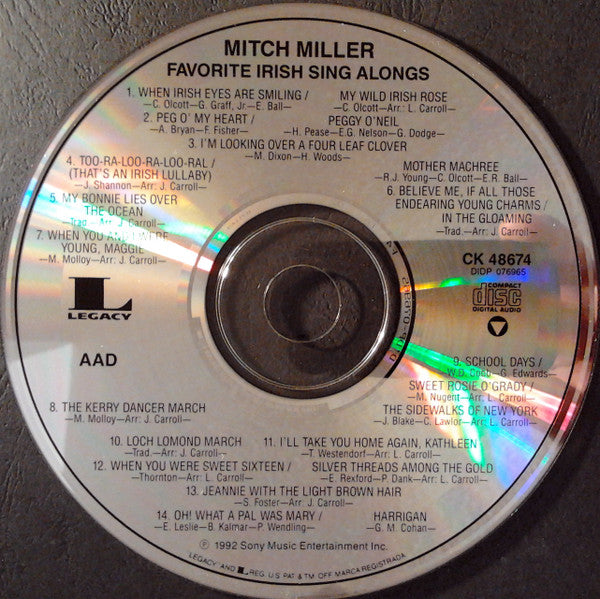Mitch Miller : Favorite Irish Sing-A-Longs (CD, RE, RP)