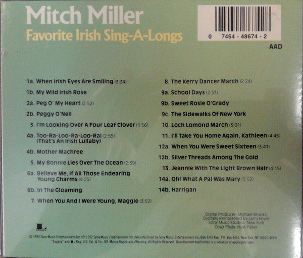 Mitch Miller : Favorite Irish Sing-A-Longs (CD, RE, RP)
