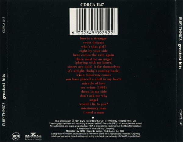 Eurythmics : Greatest Hits (CD, Comp)