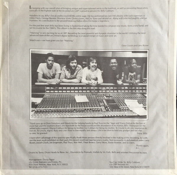 Billy Cobham : Warning (LP, Album)