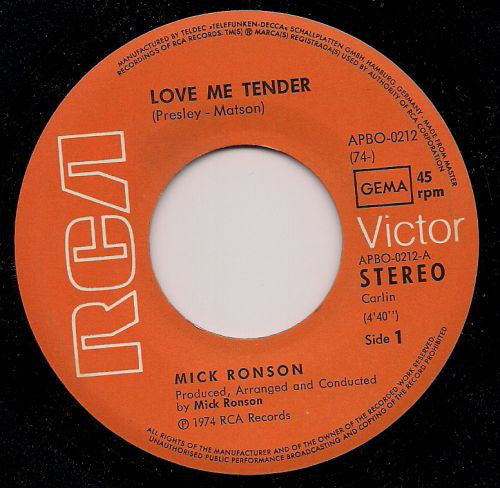 Mick Ronson : Love Me Tender (7", Single)
