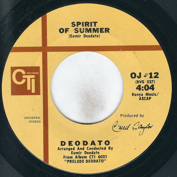 Eumir Deodato : Also Sprach Zarathustra (2001) / Spirit Of Summer (7", Single, Styrene, Pit)