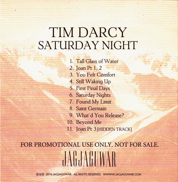 Tim Darcy : Saturday Night (CD, Album, Promo)