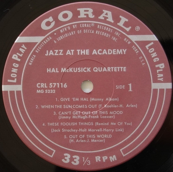 Hal McKusick Quartet : Jazz At The Academy (LP, Album, Mono, RE)