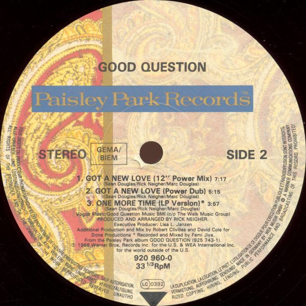Good Question : Got A New Love (12")