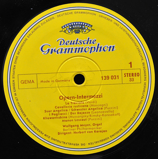 Herbert von Karajan, Berliner Philharmoniker : Opern-Intermezzi (LP, Album, RE)