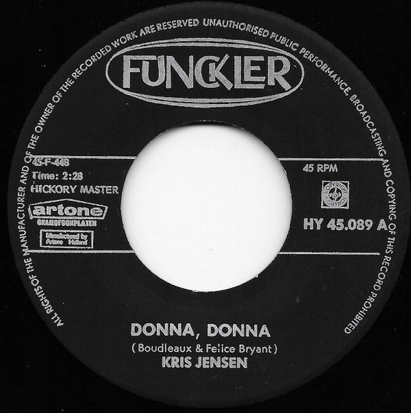 Kris Jensen : Donna Donna / Big As I Can Dream (7", Single)
