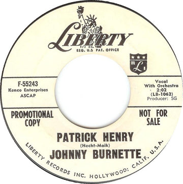 Johnny Burnette : Patrick Henry (7", Single, Promo)