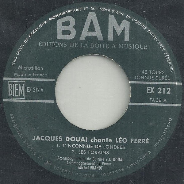 Jacques Douai : Jacques Douai Chante Léo Ferré I (7", EP)