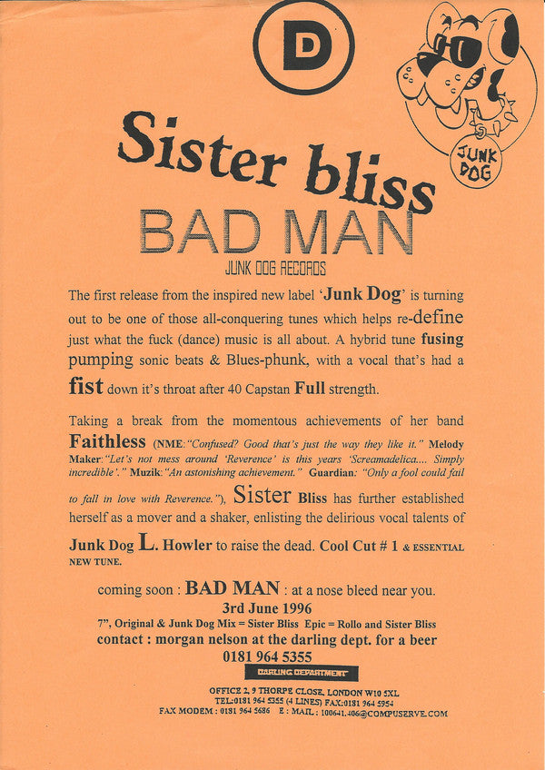 Sister Bliss : Badman (2x12", Promo)