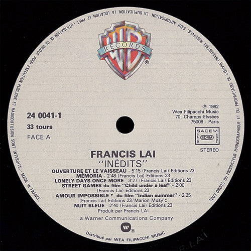 Francis Lai : Inedits (LP, Album)
