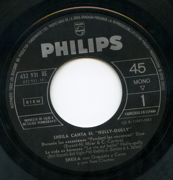 Sheila (5) : Sheila Canta El Hully Gully (7", EP, Mono)