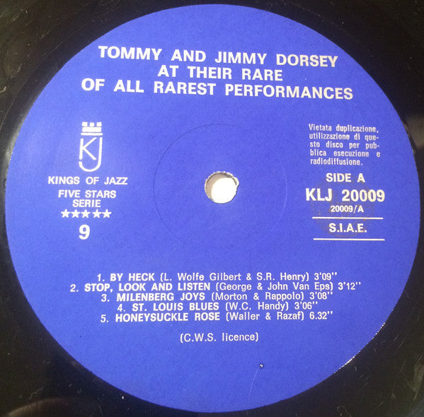 Tommy Dorsey And Jimmy Dorsey : Here are Tommy And Jimmy Dorsey At Their Rare Of All Rarest Performance Vol. 1 (LP)