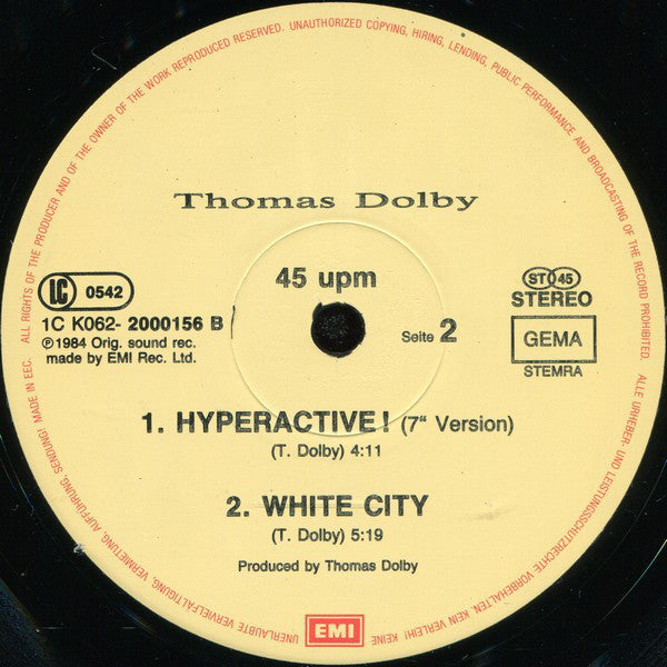 Thomas Dolby : Hyperactive! (Heavy Breather Subversion) (12", Maxi)
